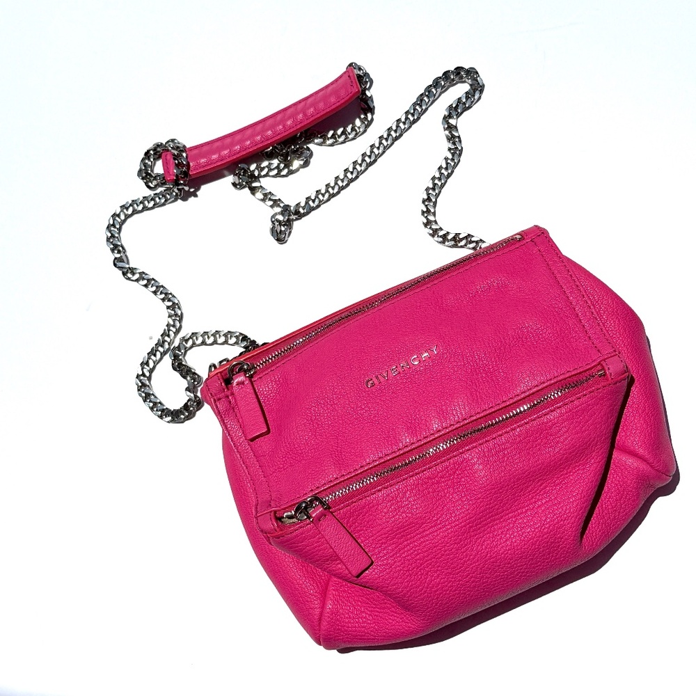 Givenchy Sugar Goatskin Mini Chain Pandora Hot Pink Leather Crossbody Bag